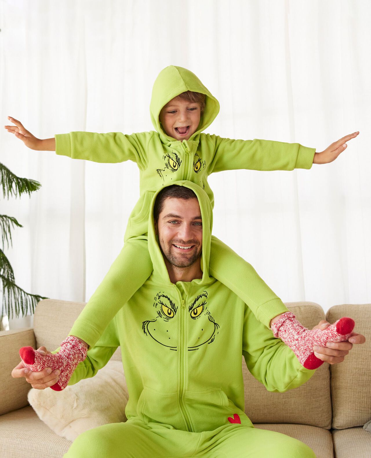 Kids Dr. Seuss Grinch Costume Fleece Jumpsuit - Image 3