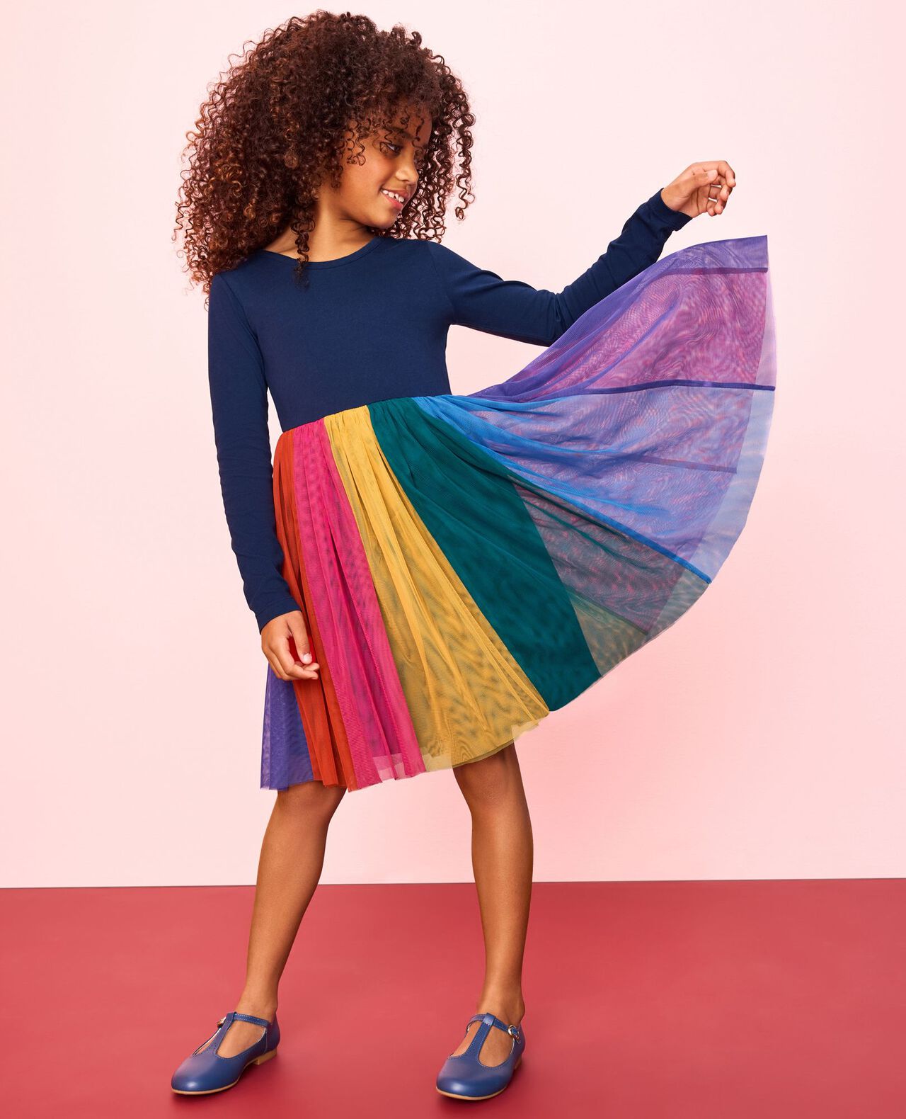 Long Sleeve Tulle Rainbow Dress - Image 6