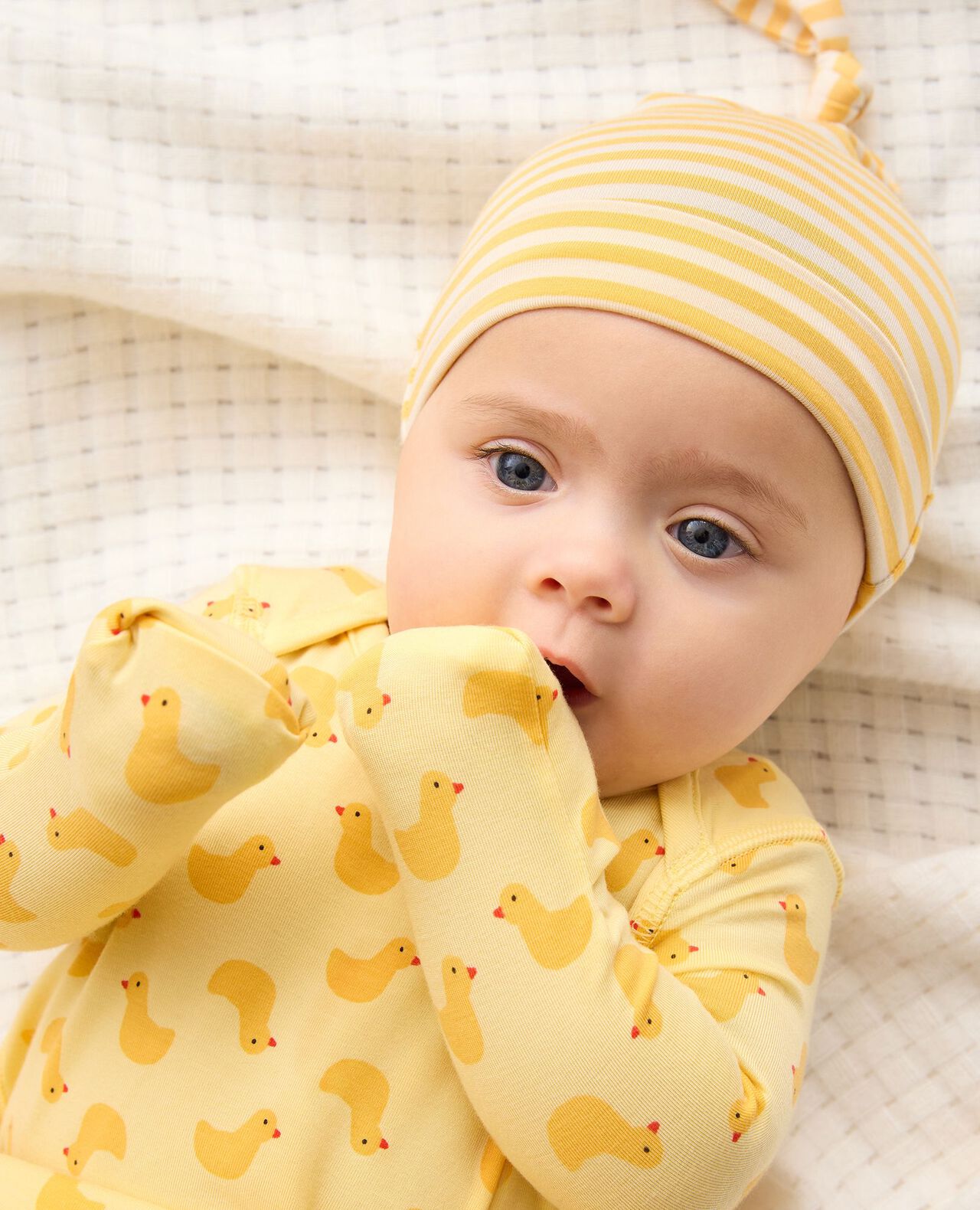 2-Piece Baby Layette Top Knot Beanie in HannaSoft™ - Image 2