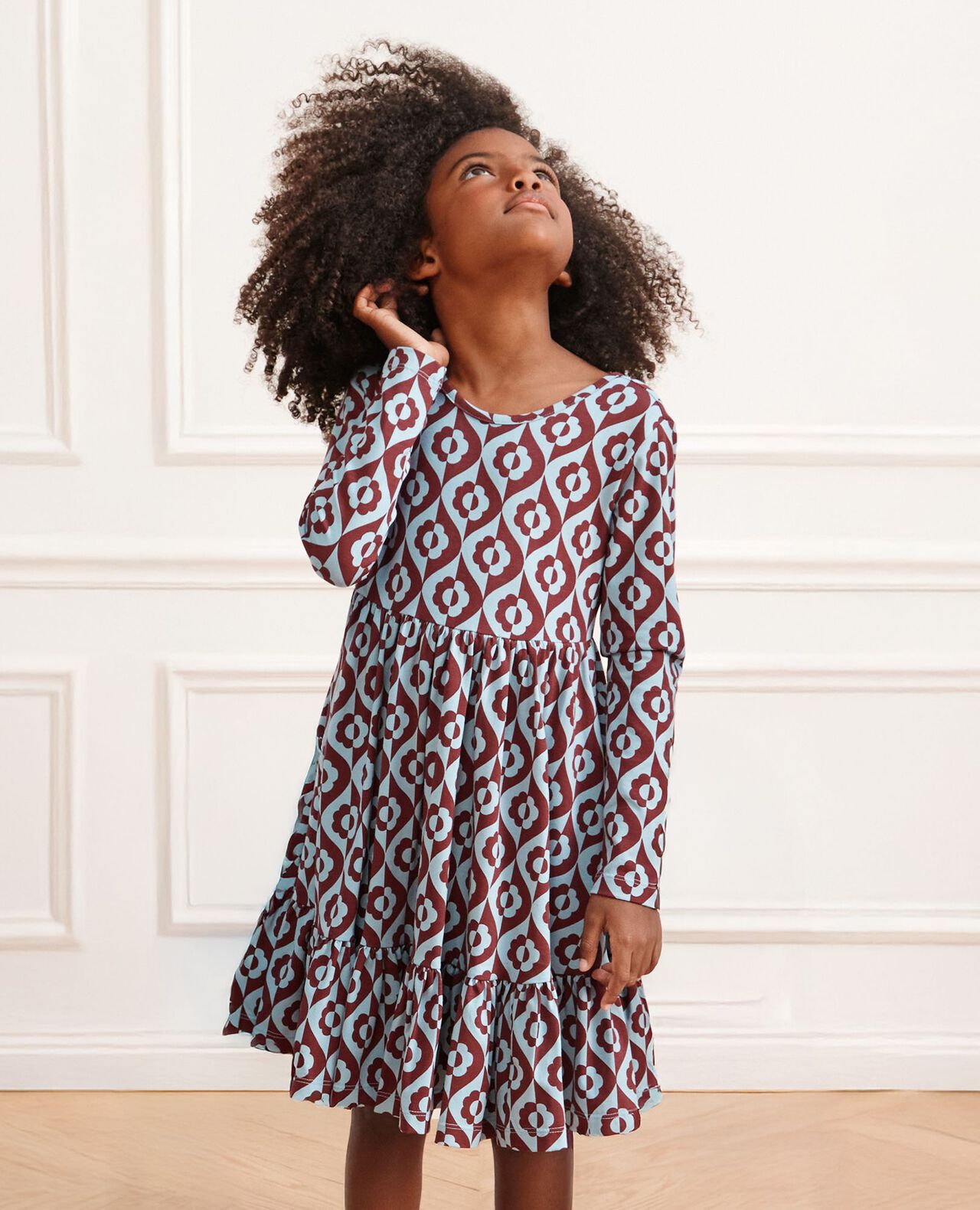 Long Sleeve Ruffle Skater Dress with Pockets