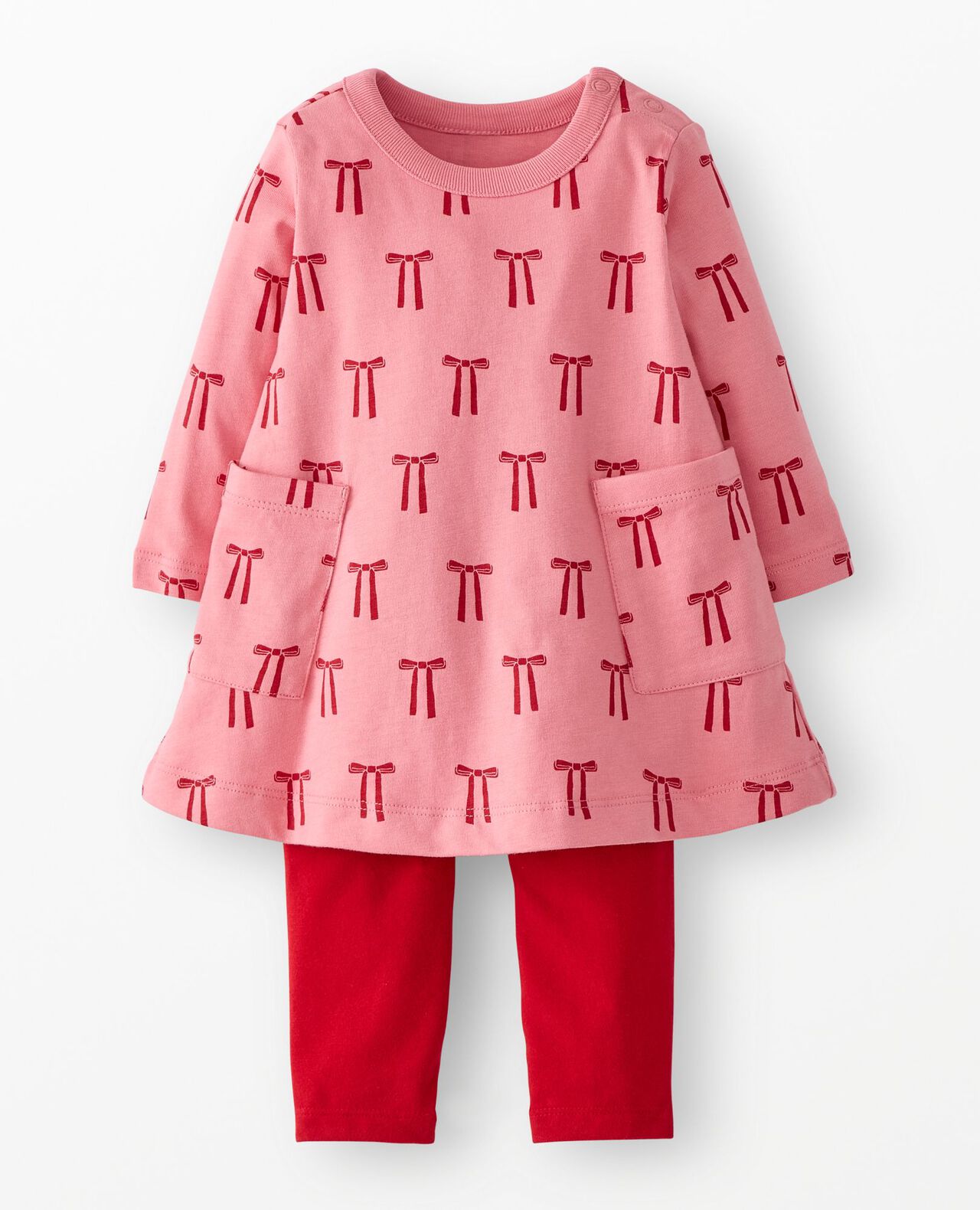 Baby Holiday Long Sleeve Pocket Dress & Leggings Set - Image 3
