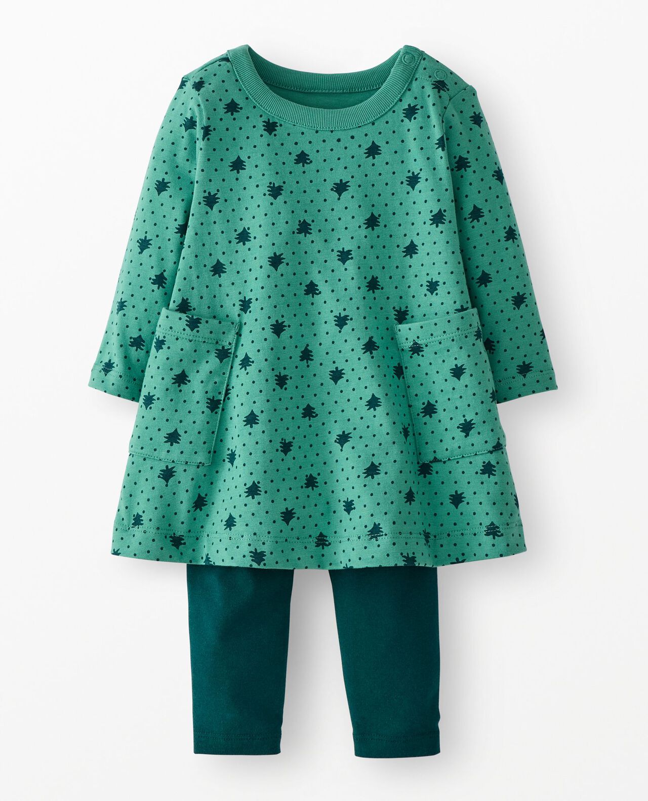 Baby Holiday Long Sleeve Pocket Dress & Leggings Set