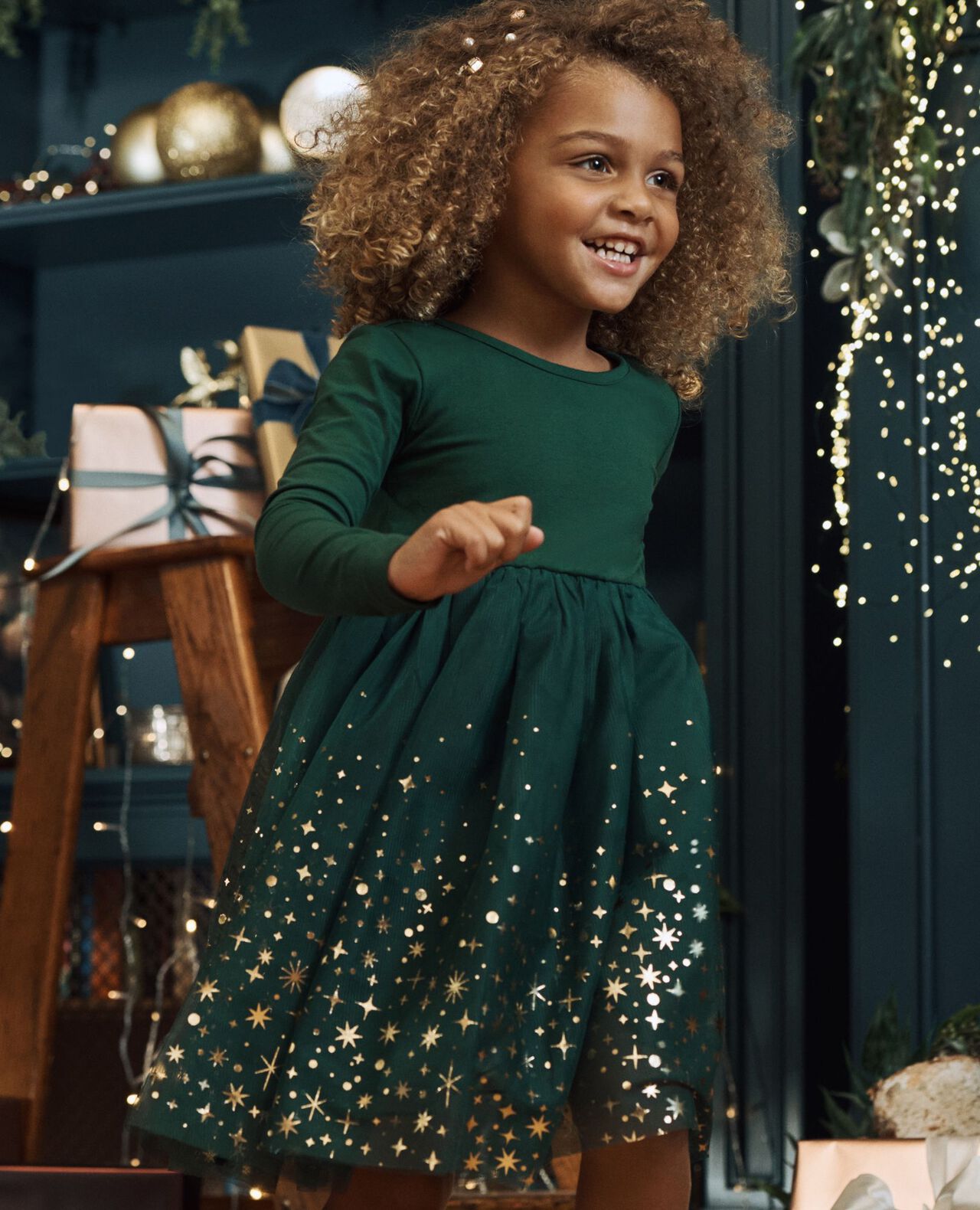 Long Sleeve Shimmer Tulle Dress