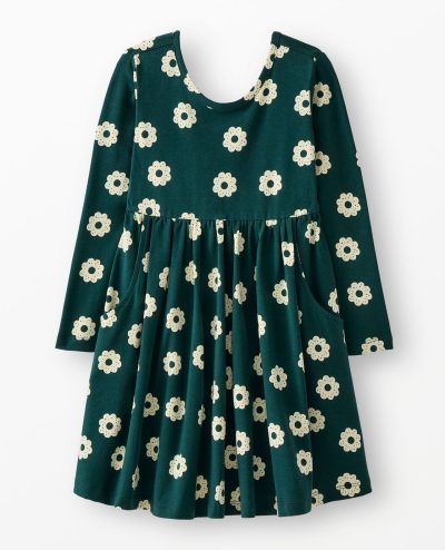 Holiday Long Sleeve Skater Dress with Pockets