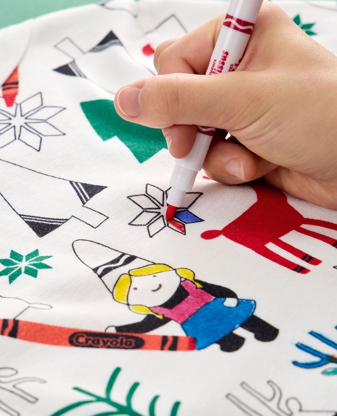 Kids Crayola® Color Your Dreams Holiday Long John Pajama Set - Image 4