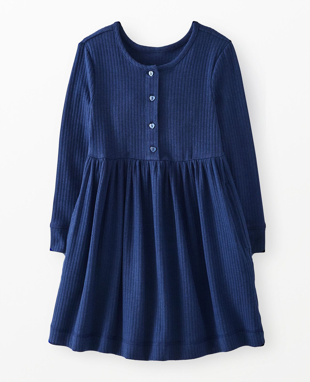 Long Sleeve Heart Button Ribbed Henley Dress
