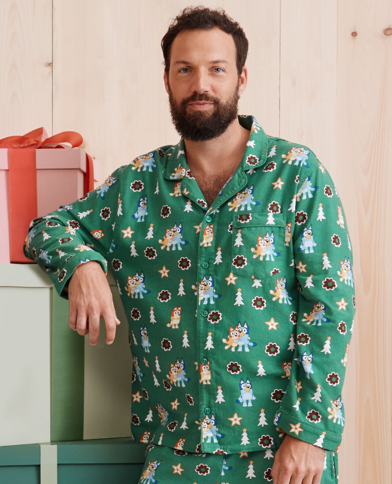 Adult Bluey Holiday Flannel Pajama Top