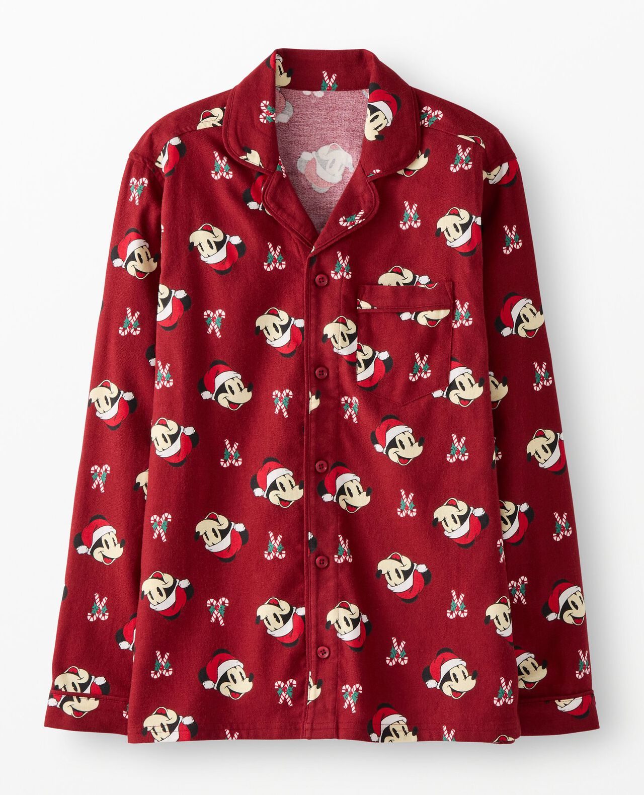 Adult Disney Mickey Mouse Holiday Flannel Pajama Top
