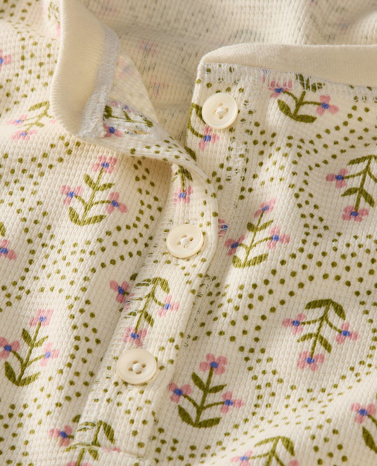 Women's Holiday Long Sleeve Waffle Henley Pajama Set - Image 2