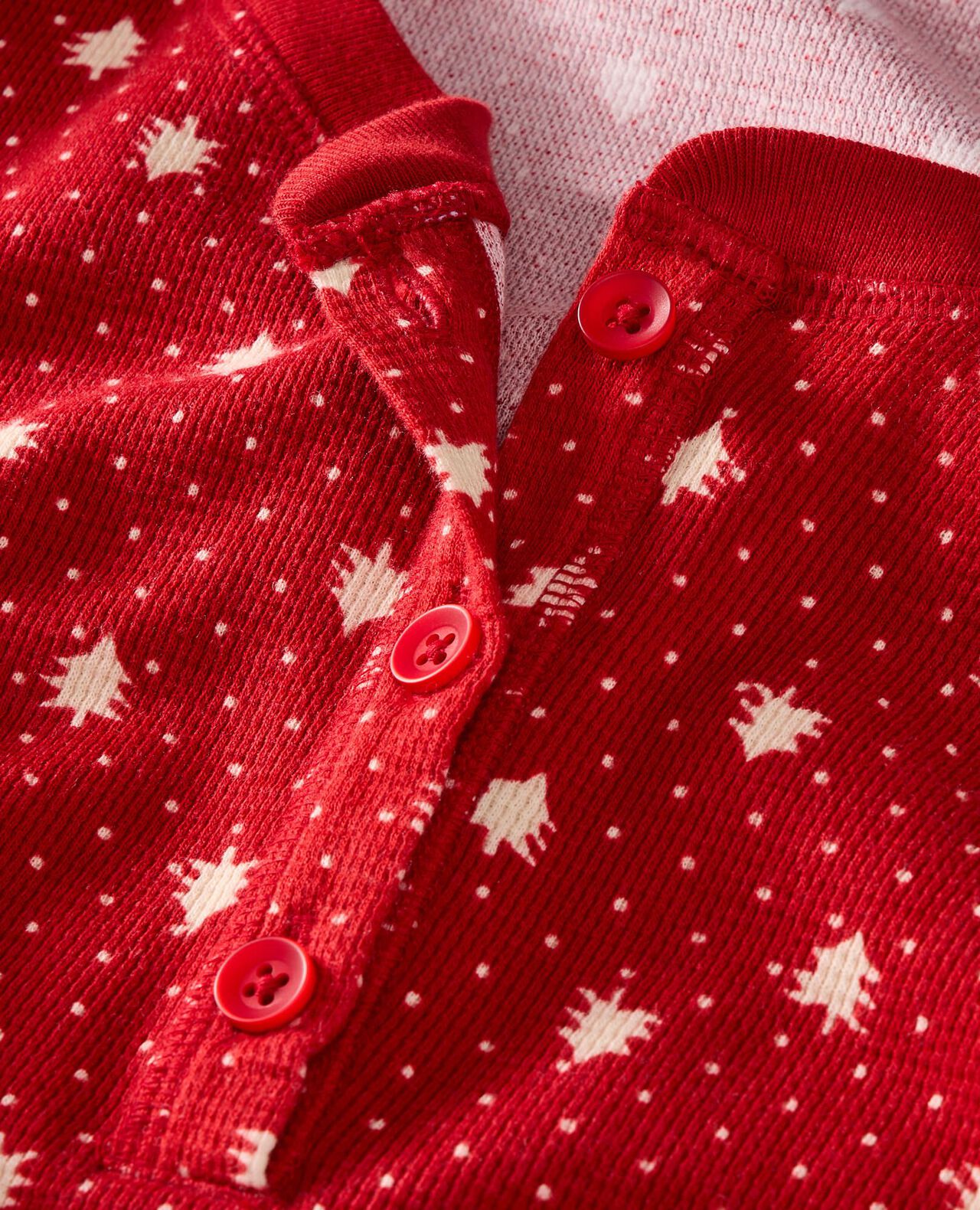 Women's Holiday Long Sleeve Waffle Henley Pajama Set - Image 2