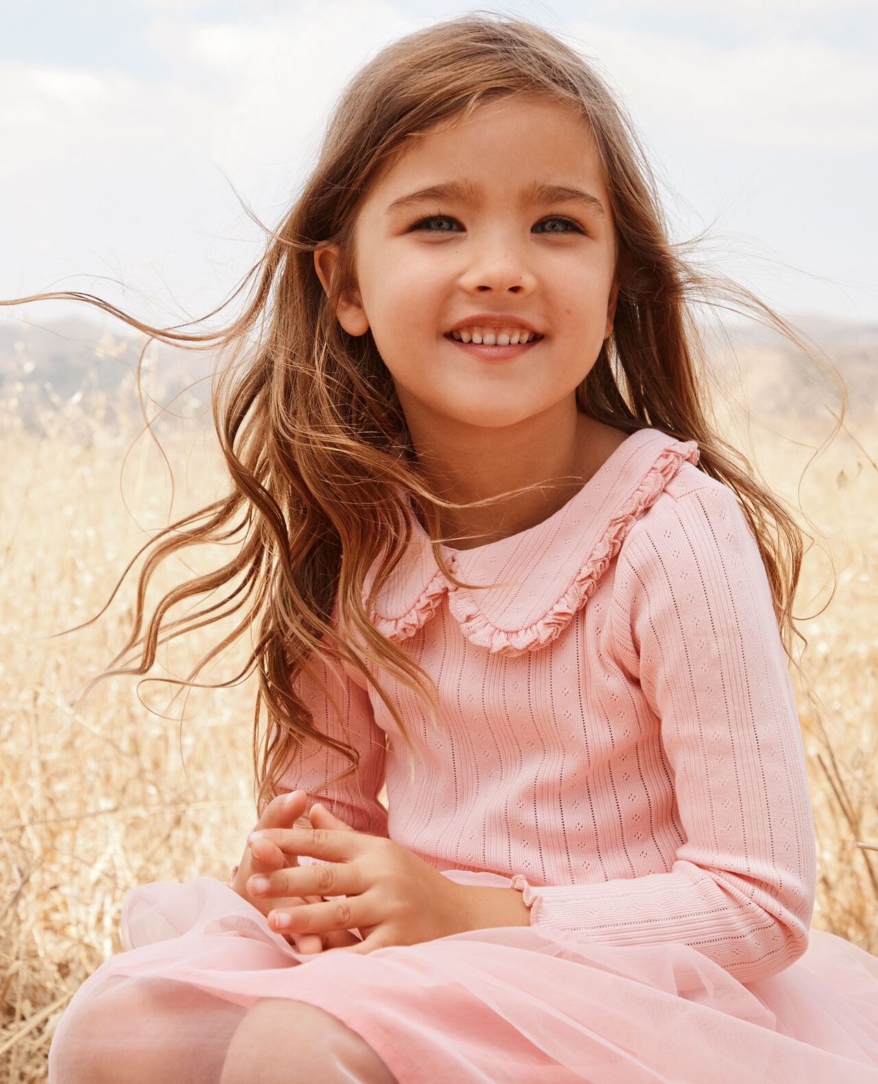 Long Sleeve Pointelle Collared T-Shirt - Image 4