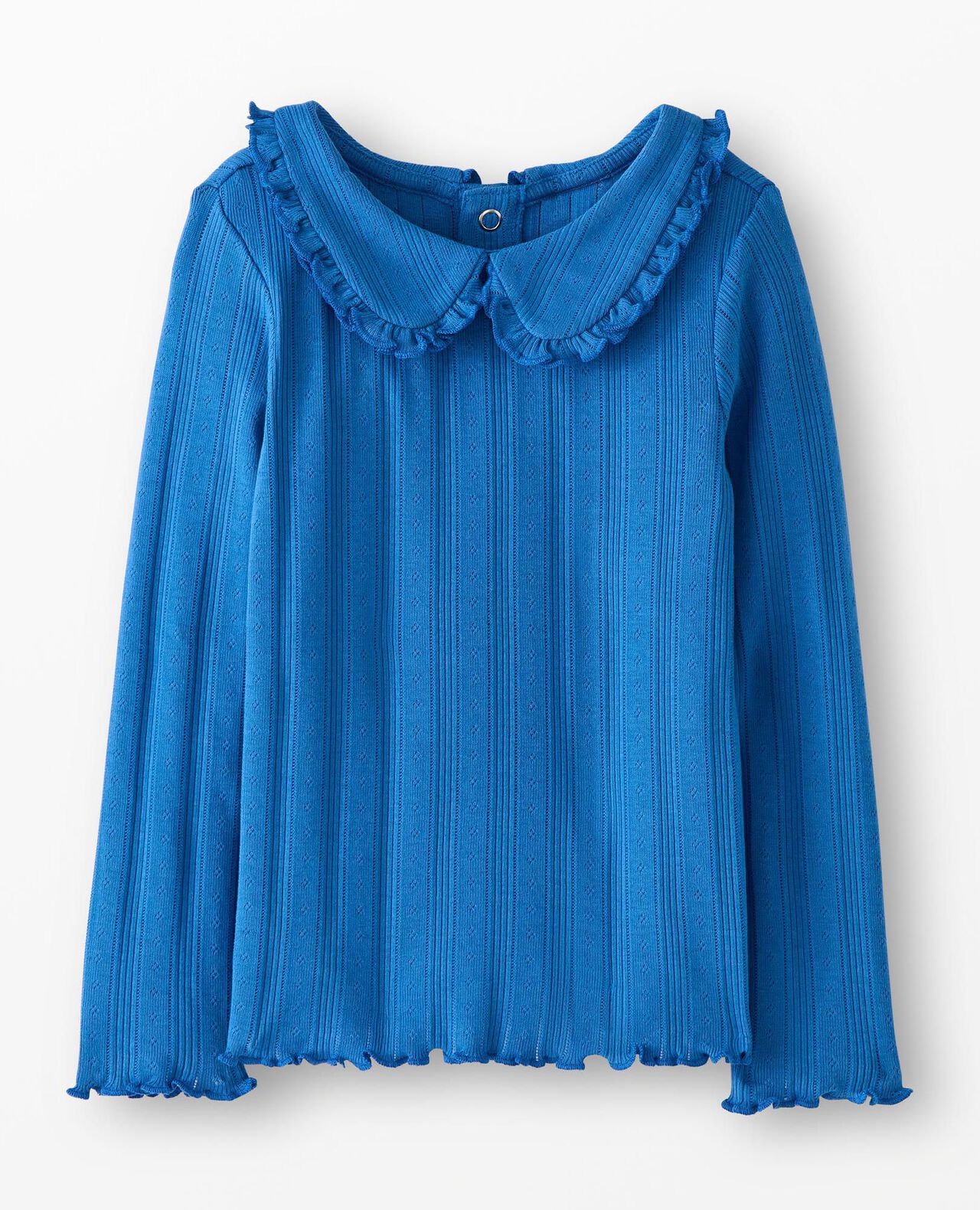 Long Sleeve Pointelle Collared T-Shirt