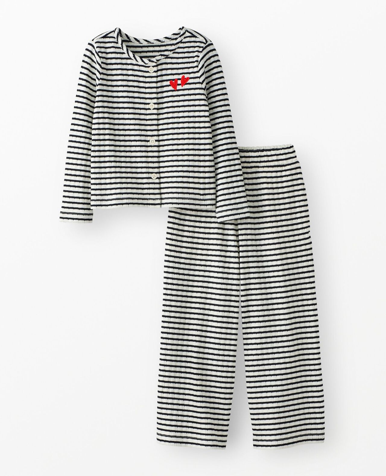 Long Sleeve Pointelle Top & Wide Leg Pants Set - Image 2