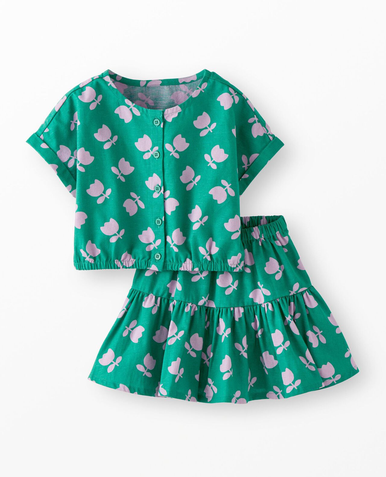 Dolman Sleeve Linen Top & Tiered Skirt Set - Image 2