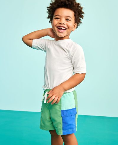 Colorblock Cargo Swim Trunks