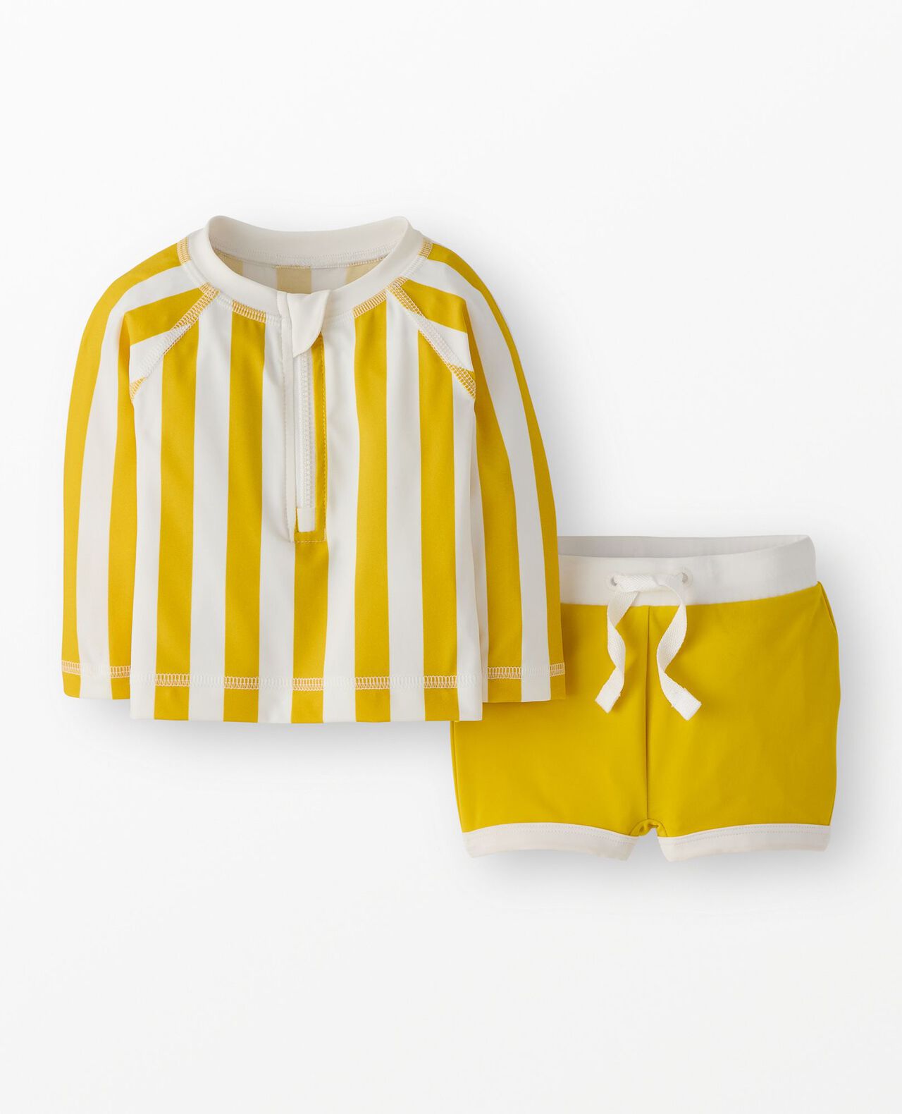 Baby Striped Rashguard & Swim Trunks Set - Image 2