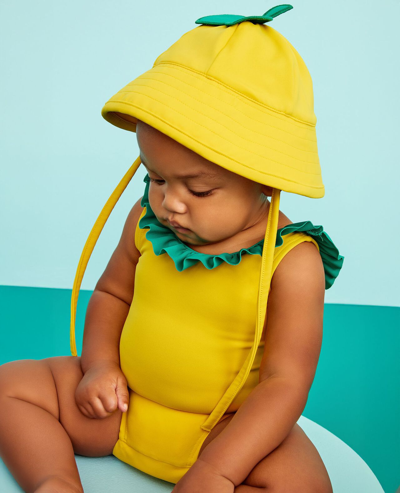 Baby One-Piece Fruit Swimsuit & Swim Hat Set