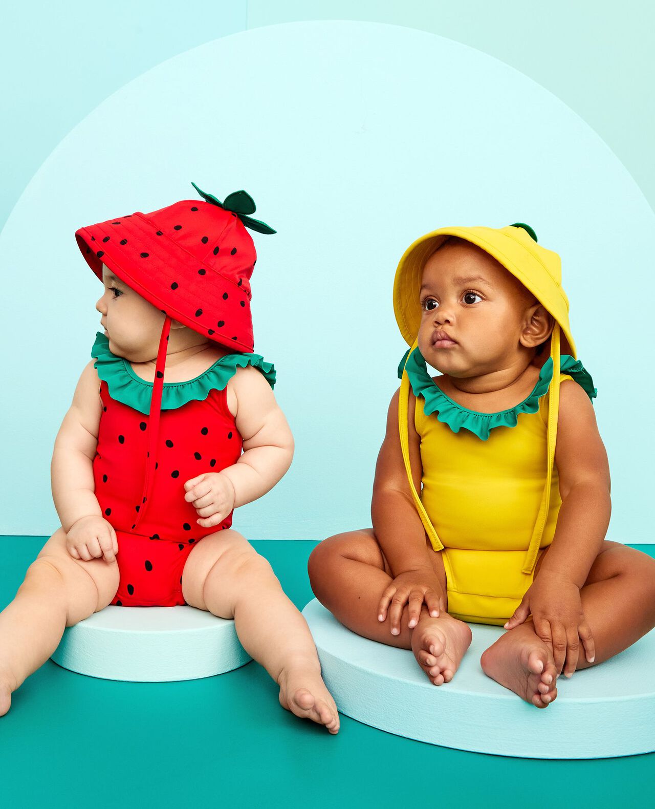 Baby One-Piece Fruit Swimsuit & Swim Hat Set - Image 3