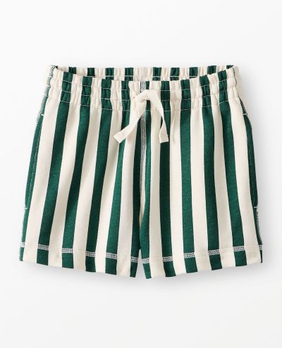French Terry Striped Midi Shorts