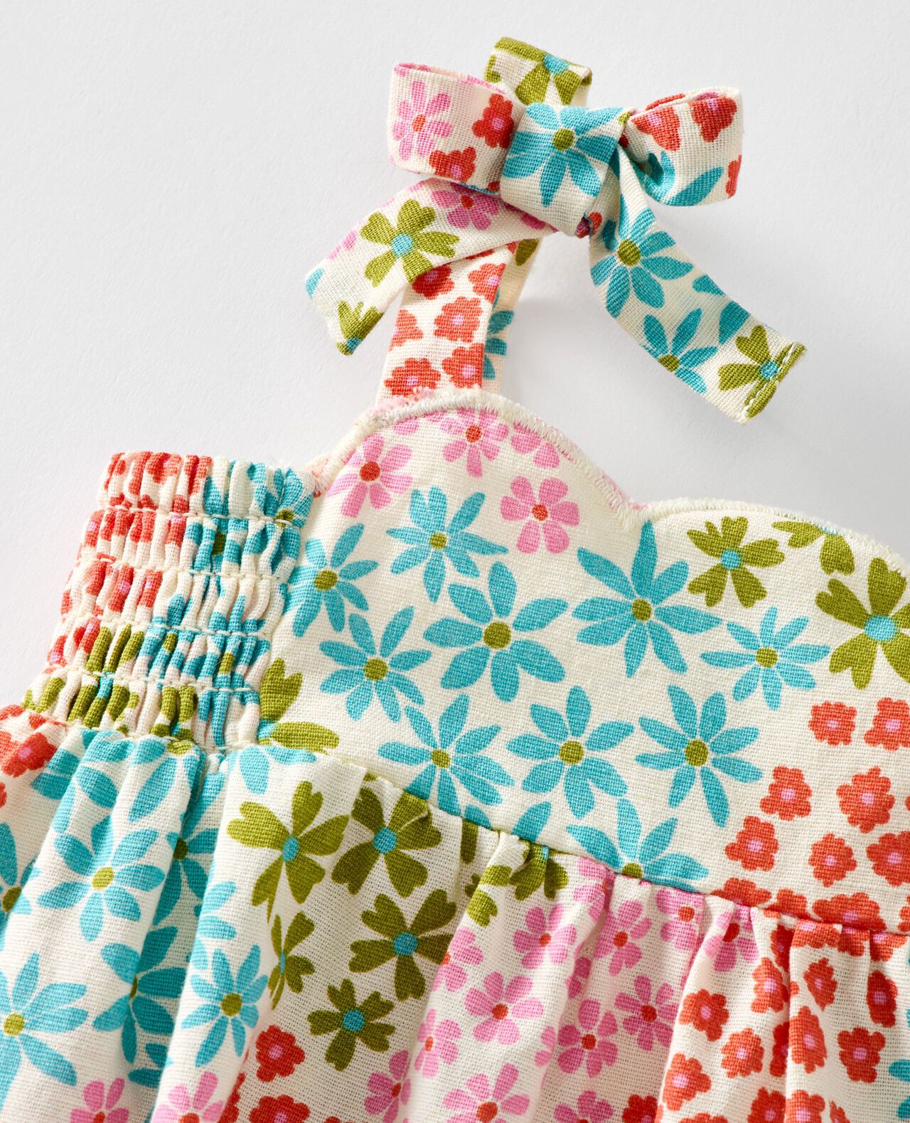 Baby Sleeveless Linen Bow Strap Dress - Image 2