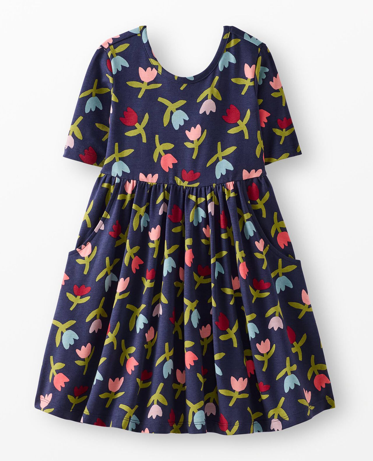Elbow Sleeve Skater Dress with Pockets - Image 2