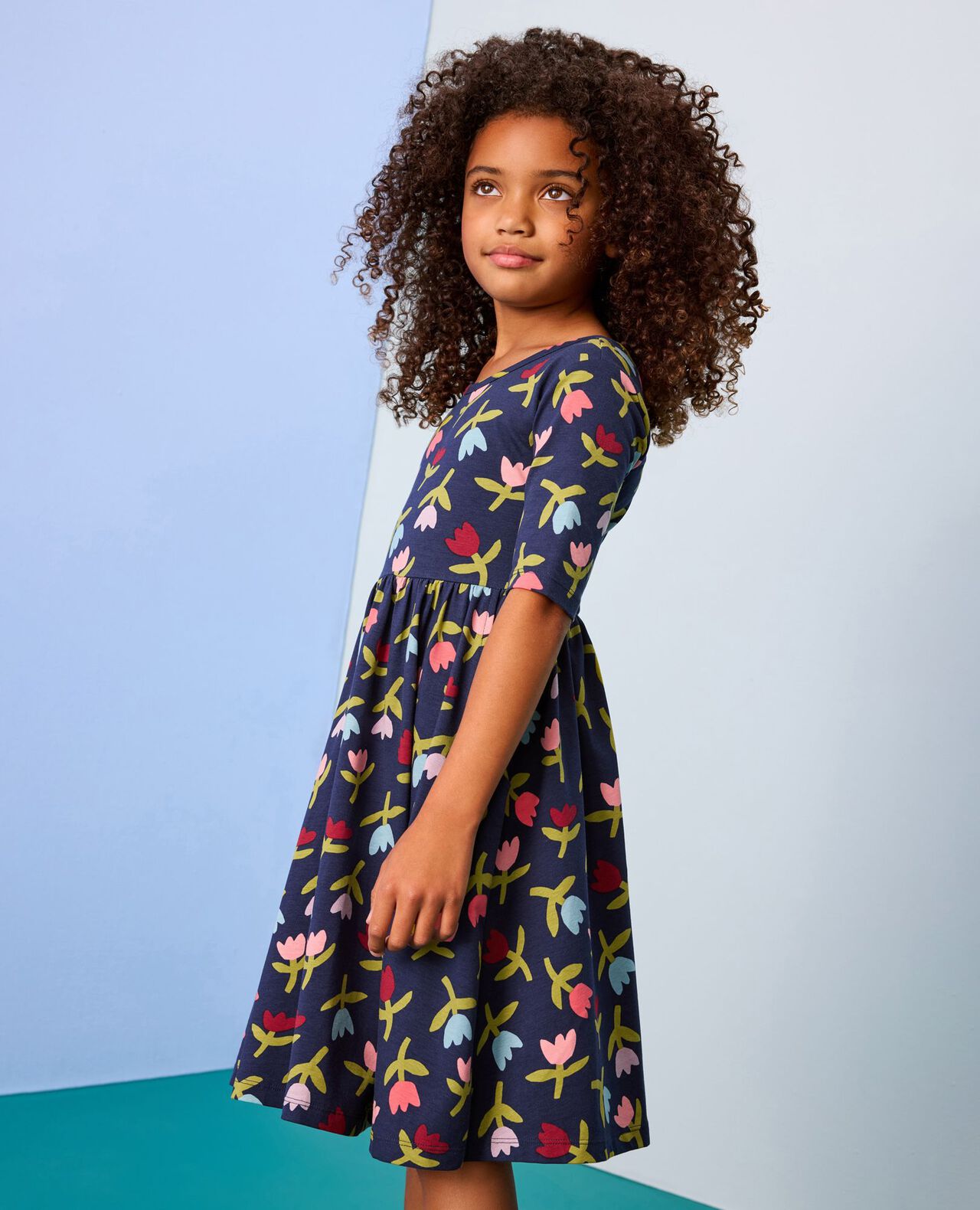 Elbow Sleeve Skater Dress with Pockets - Image 3