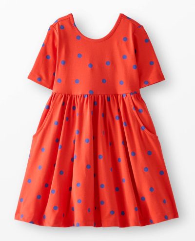 Elbow Sleeve Skater Dress with Pockets