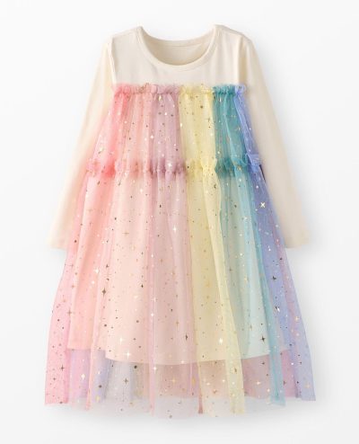 Long Sleeve Tulle Rainbow Dress
