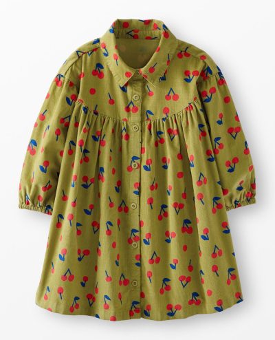 Corduroy Button-Front Dress with Pockets