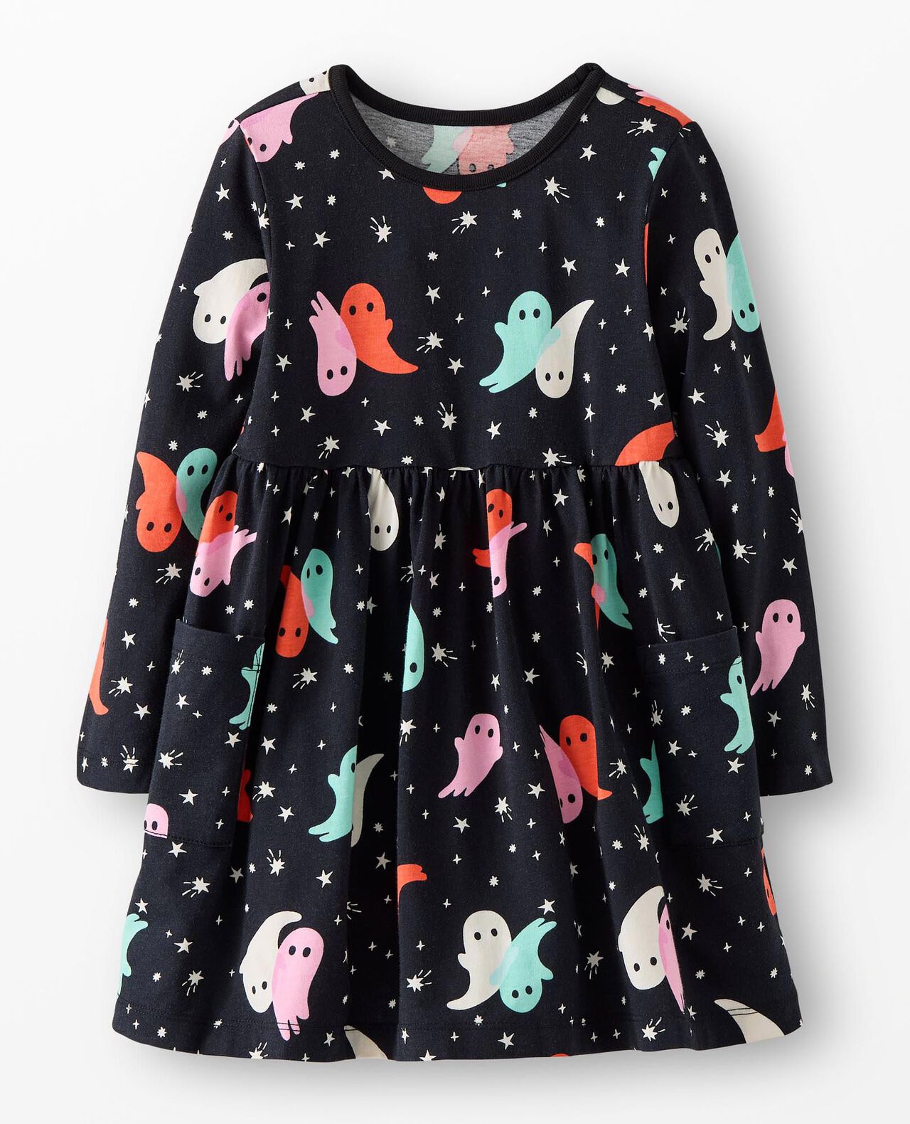 Halloween Long Sleeve Playground Dress with Pockets