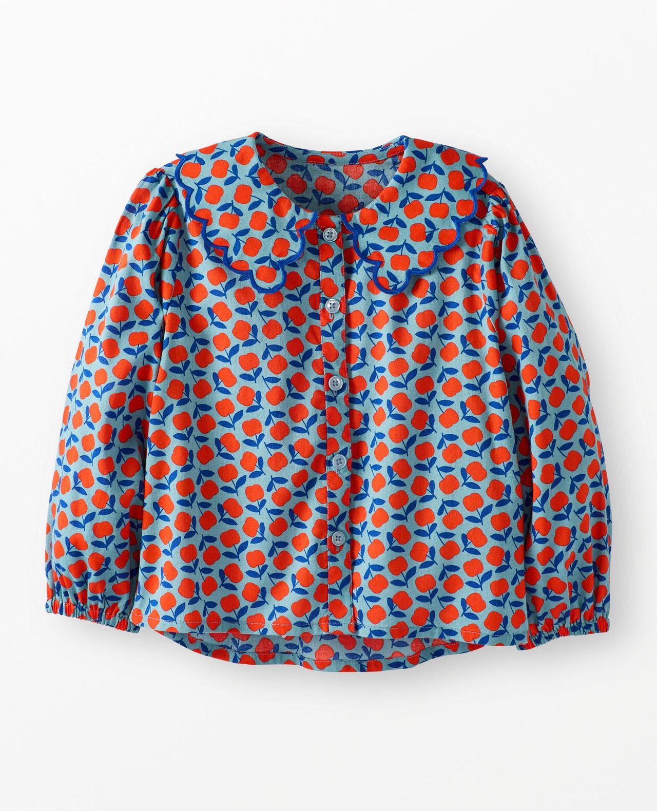 Long-Sleeve Collared Twill Top