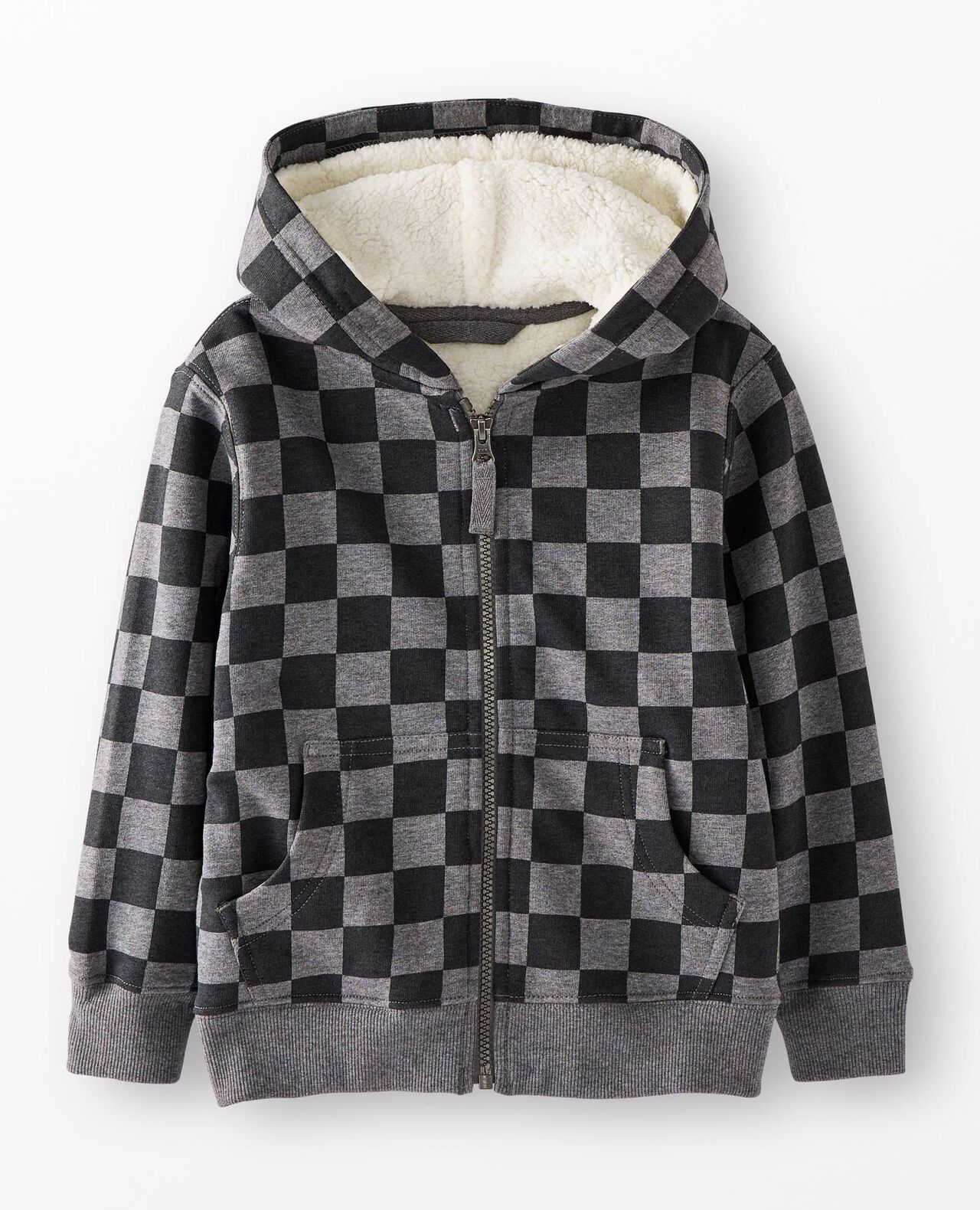 French Terry Faux Shearling Lined Hoodie - Image 2