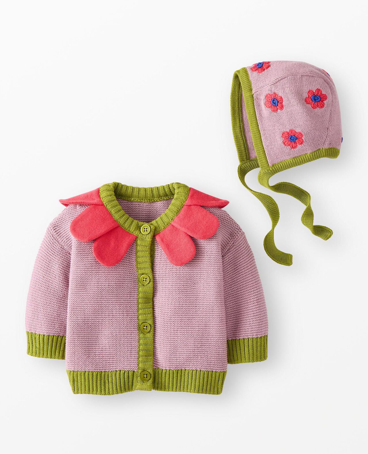 Baby Flower Cardigan & Hat Set - Image 2