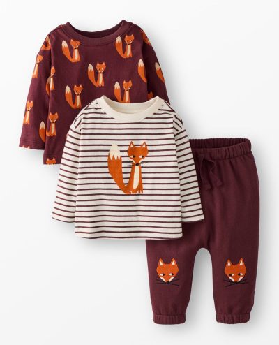 3-Pack Baby T-Shirts & Appliqué Pants Set