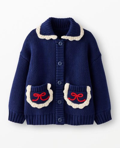 Collared Bow Pocket Cardigan