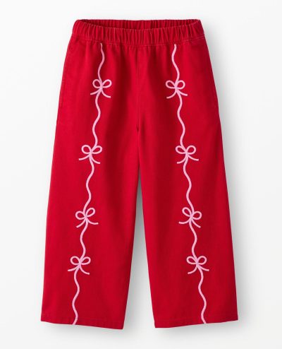 Twill Bow Wide Leg Pants