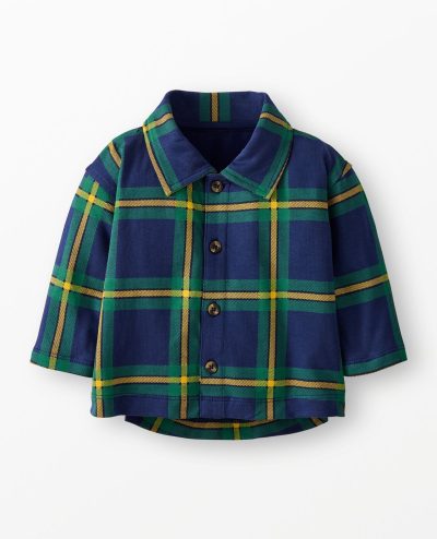 Baby French Terry Plaid Button Up Shirt