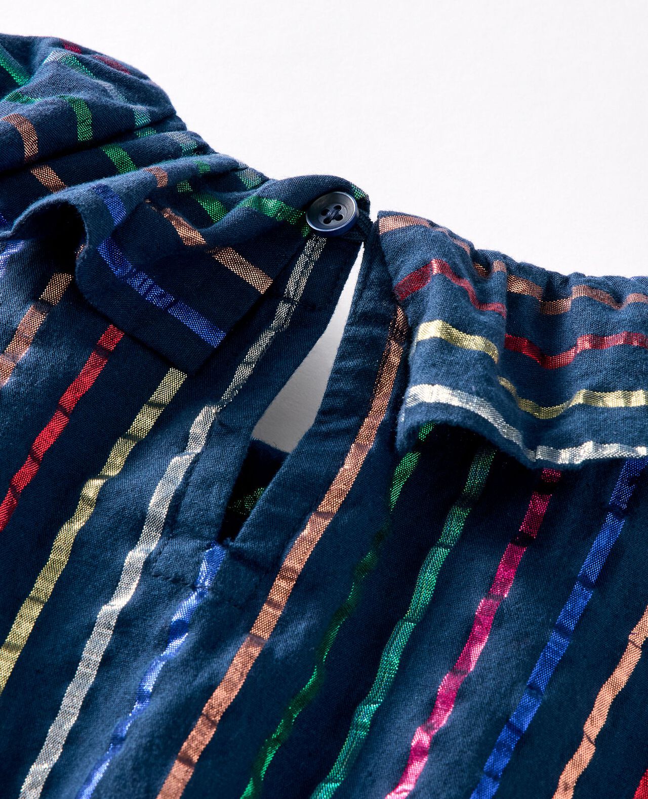 Long Sleeve Rainbow Striped Dress with Pockets - Image 3