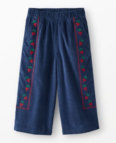 Corduroy Embroidered Wide Leg Pants